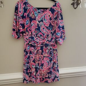 Lilly Pulitzer Pink and Blue Paisley Parigi Romper